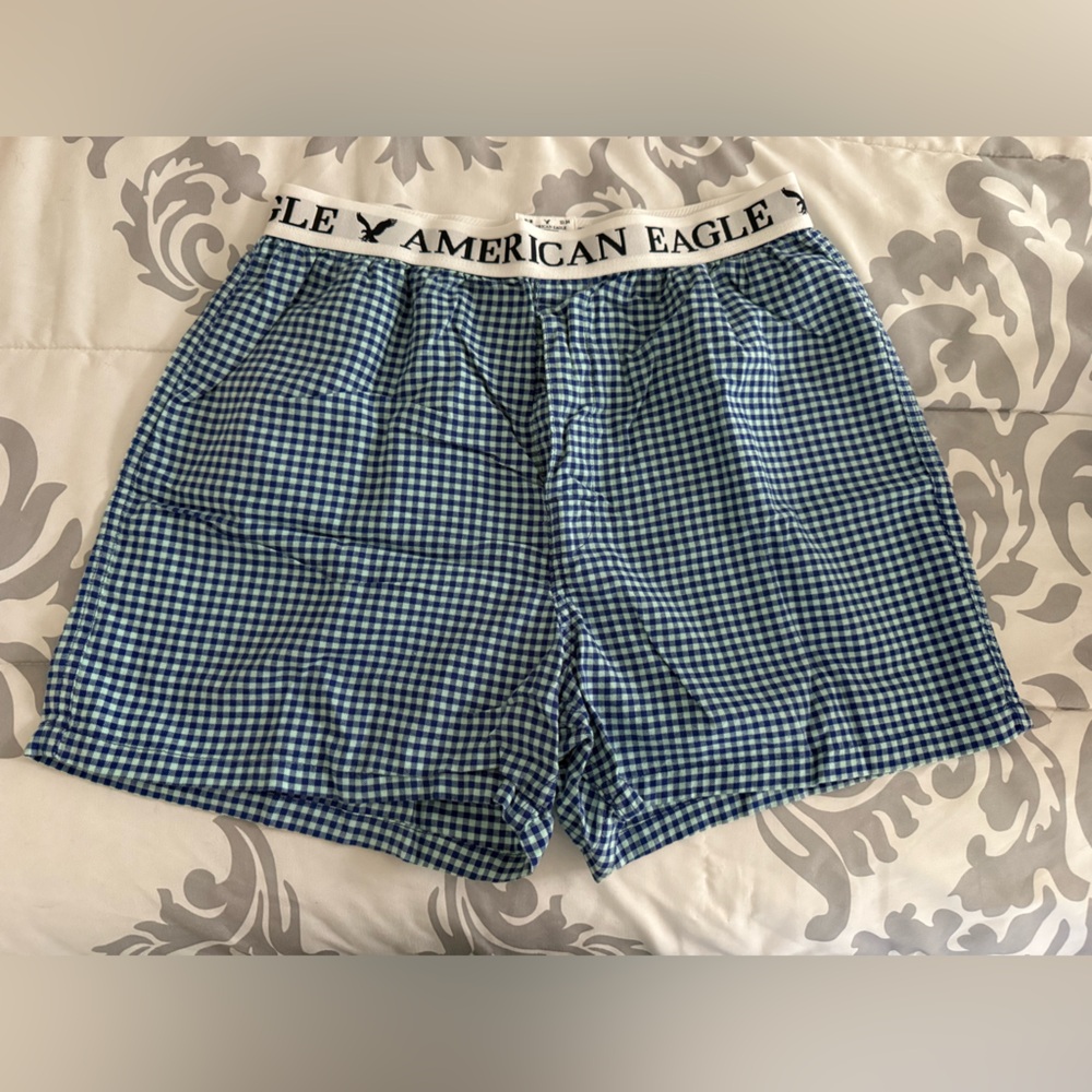 American Eagle Outfitters Blue and Black Checkered Boxers